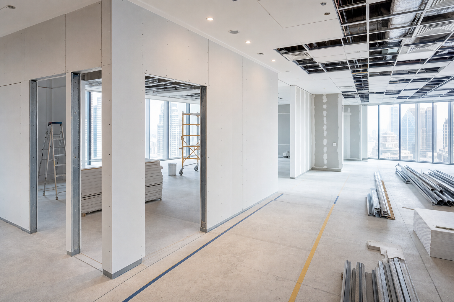 Gypsum board and light partitions
